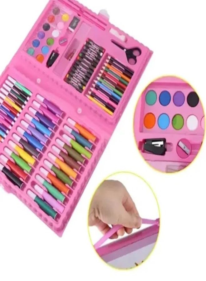 Manos Children's Art Set, 68 Pieces, Pink Case with Watercolours, Crayons, Markers and Colouring Accessories pack of 1 - Image 3
